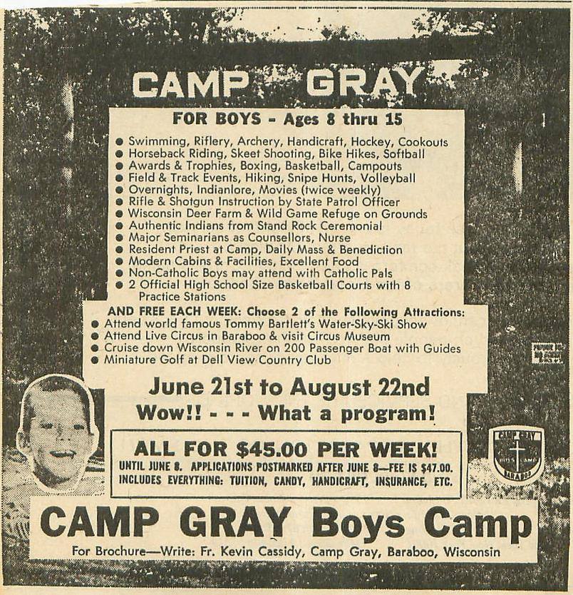 Camp Gray boys camp flyer